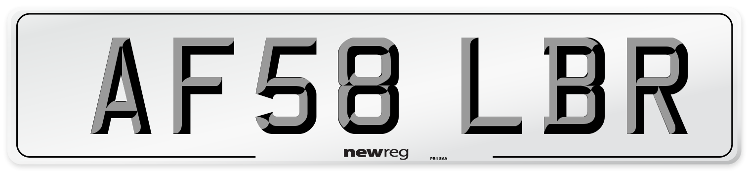 AF58 LBR Number Plate from New Reg
